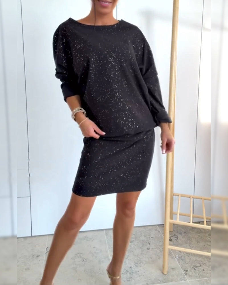 Festliches Pailletten-Rundhalskleid