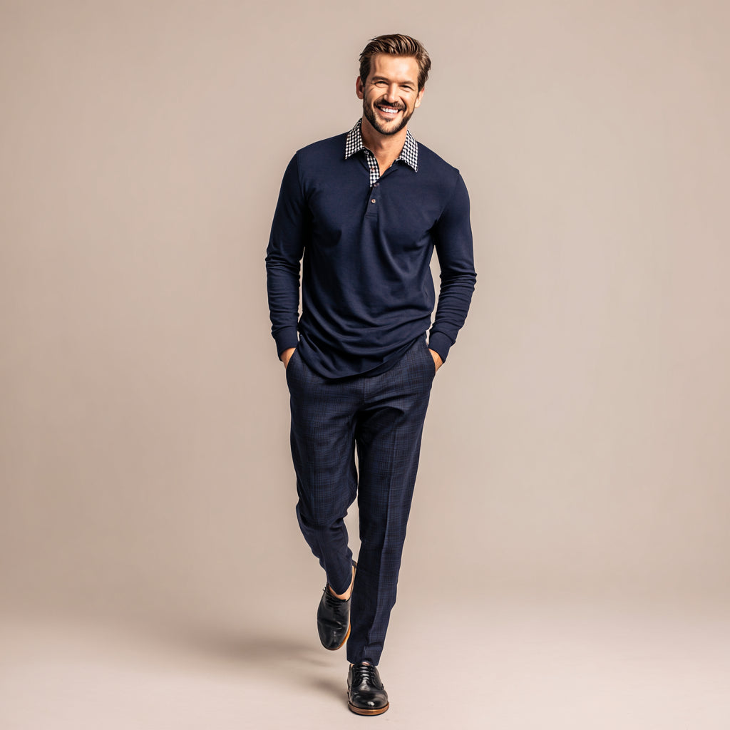 Essential Langarm-Poloshirt