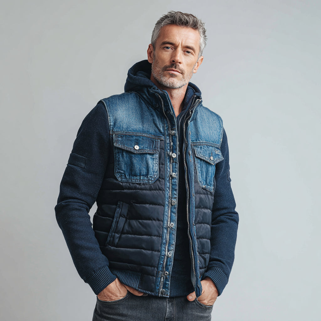 Théo | Gepolsterte Denim-Herrenjacke für den Winter