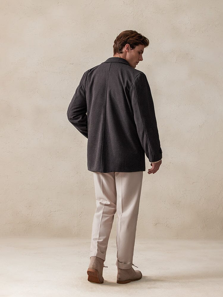 Revers-Doppelreiher Tweed-Mantel