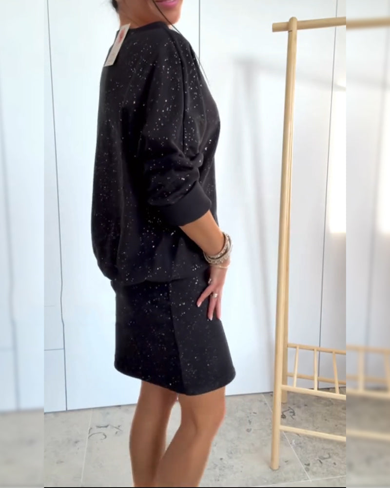 Festliches Pailletten-Rundhalskleid