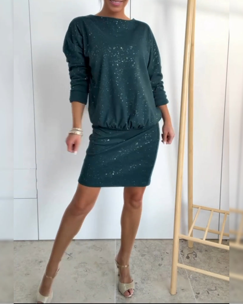 Festliches Pailletten-Rundhalskleid