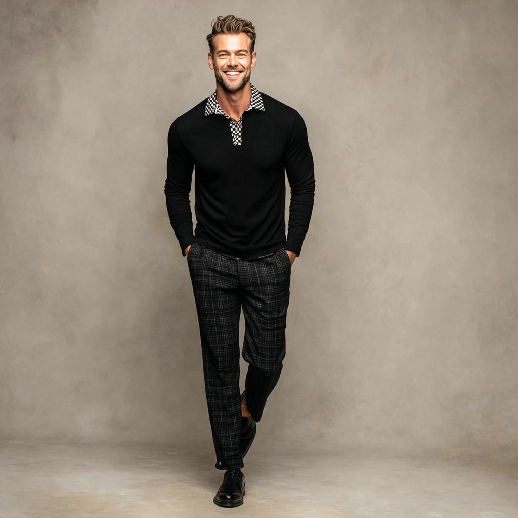 Essential Langarm-Poloshirt