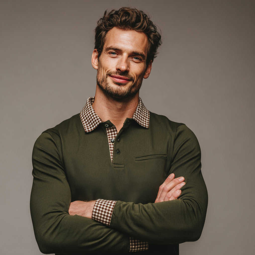 Essential Langarm-Poloshirt