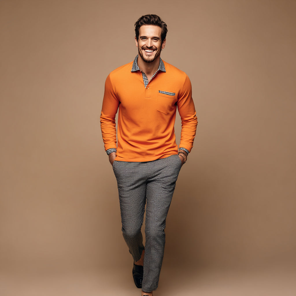 Essential Langarm-Poloshirt