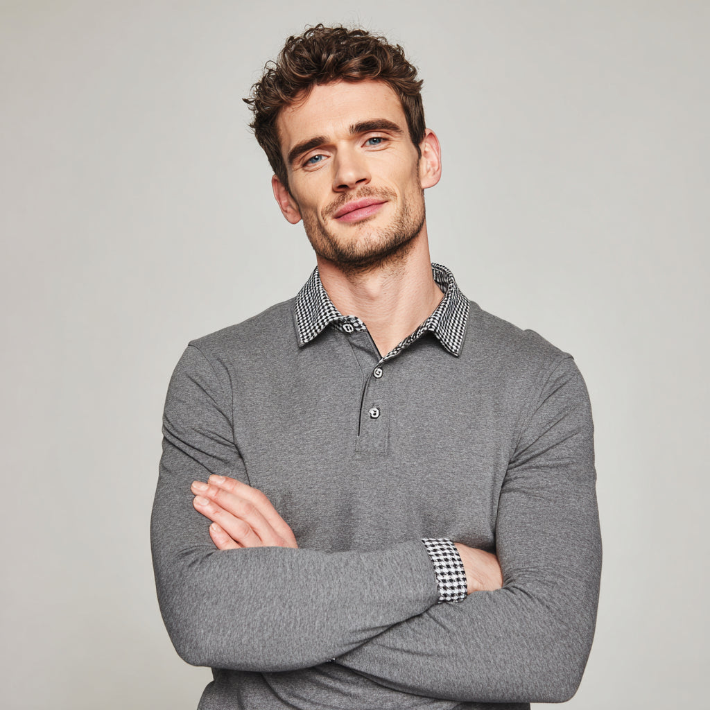 Essential Langarm-Poloshirt