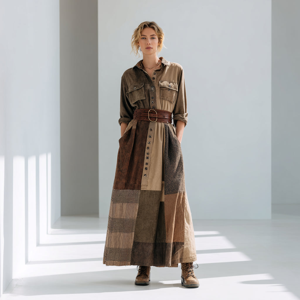 Azucena | Maxikleid aus Wildleder mit Gürtel