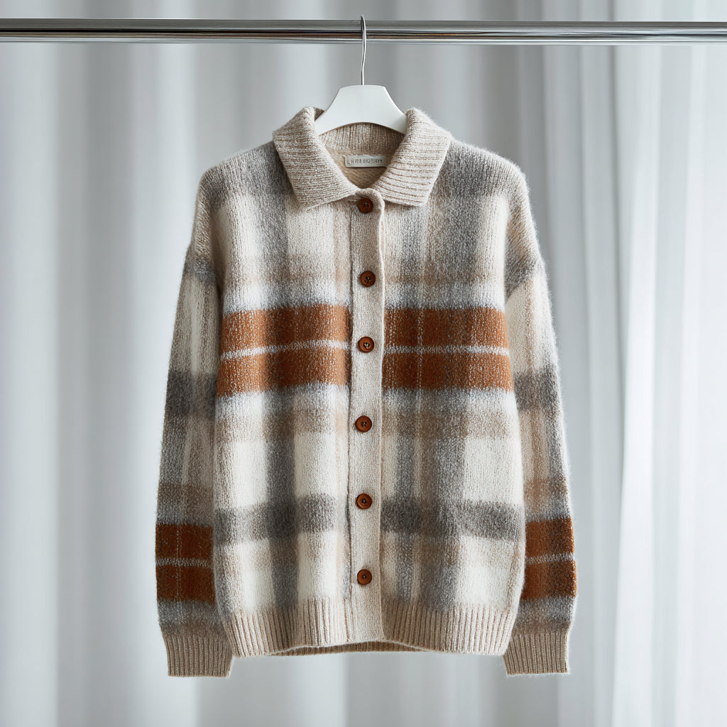 Elena Soft Bloom Kariertes Strickstück